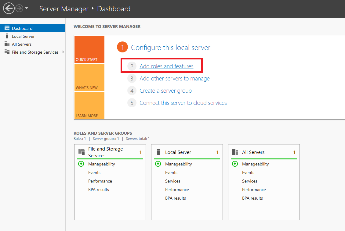 windows server add roles and features