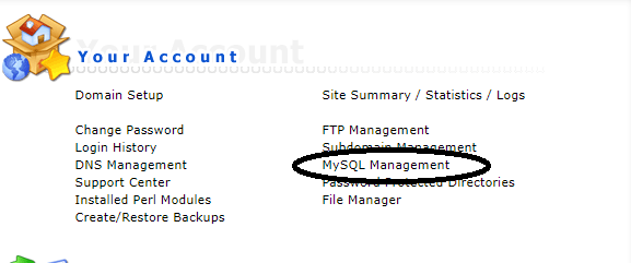 DirectAdmin SQL management