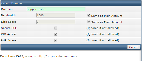 directadmin create domain