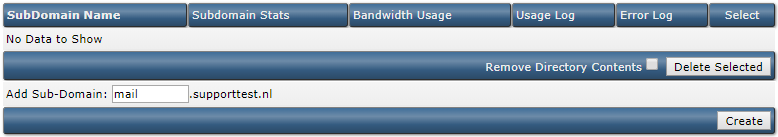 DirectAdmin create subdomain