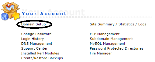 DirectAdmin domain setup