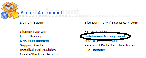 DirectAdmin subdomain management