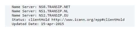 ClientHold melding in WHOIS