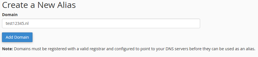 cpanel add domain alias
