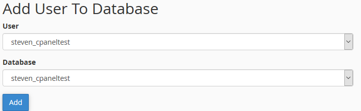 cpanel add user to database