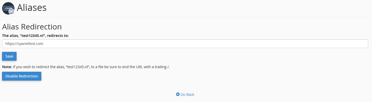 cpanel configure alias