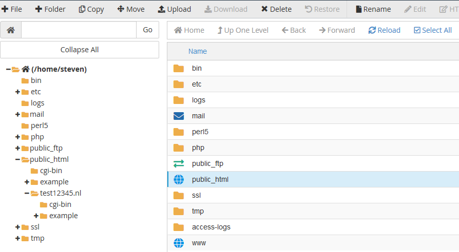 cpanel file manager home