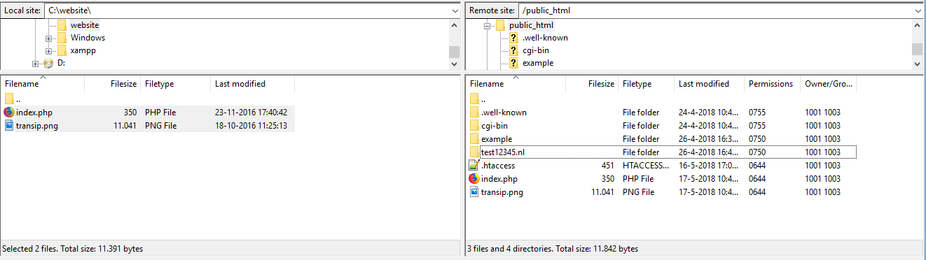 cpanel filezilla local remote site