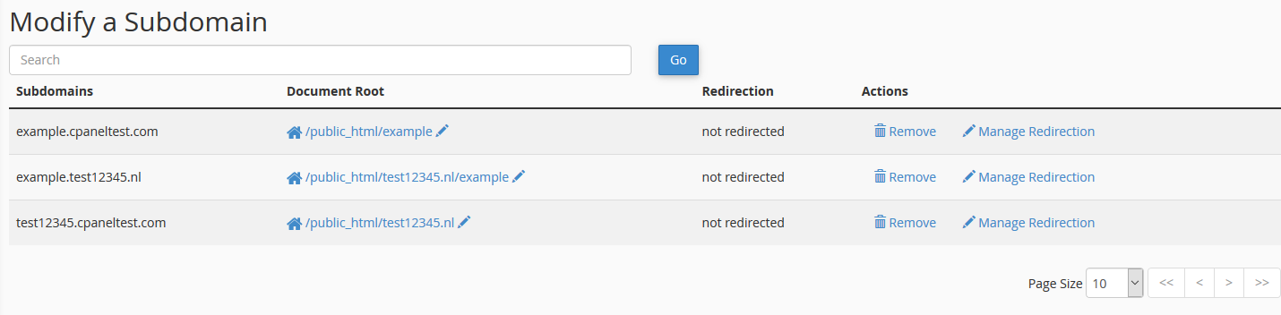 cPanel modify subdomain