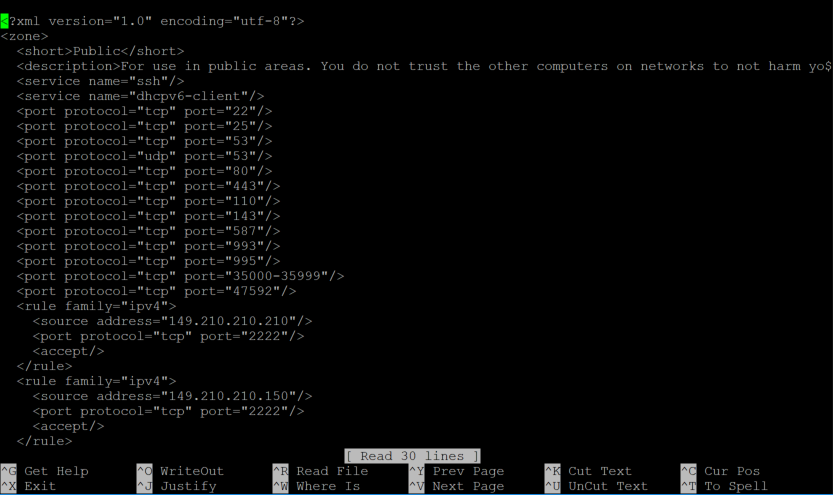 firewalld configuration