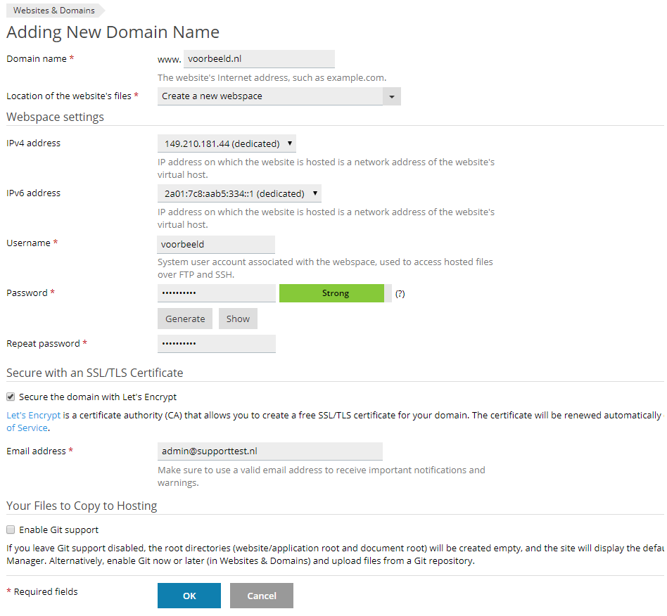 plesk add new domain name