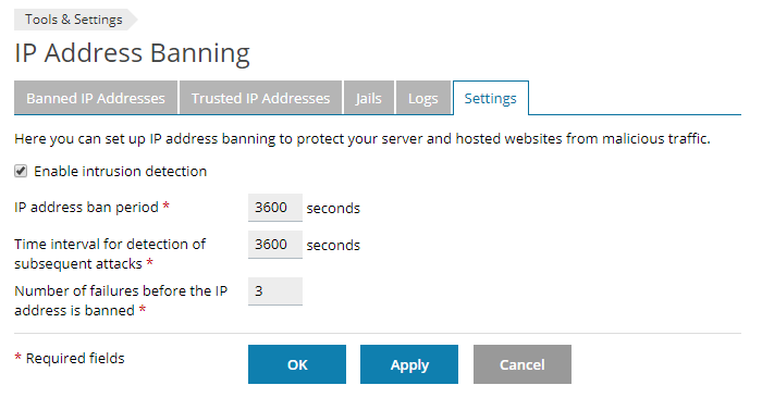 plesk fail2ban settings