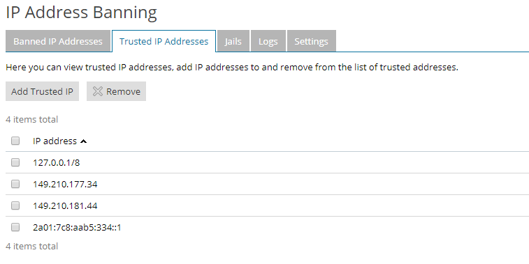plesk fail2ban trusted ip's