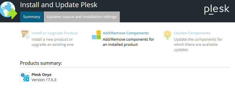 install and update plesk