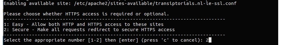 De keuze tussen 2 HTTPS toegangs-modi
