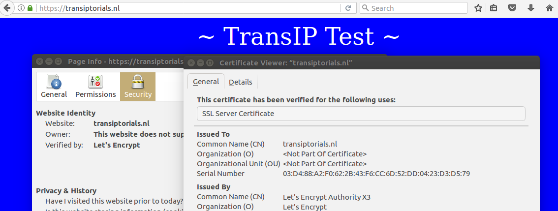 Een succesvolle test via https!