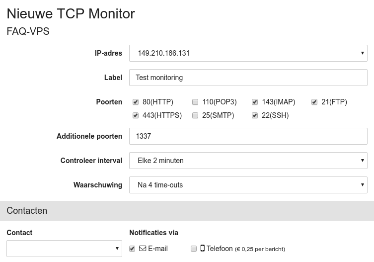 TCP monitoring