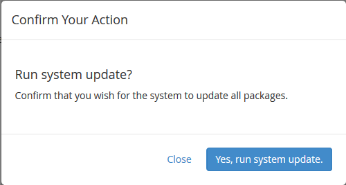 WHM confirm system update