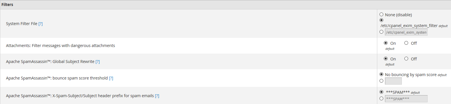 whm exim configuration manager filters