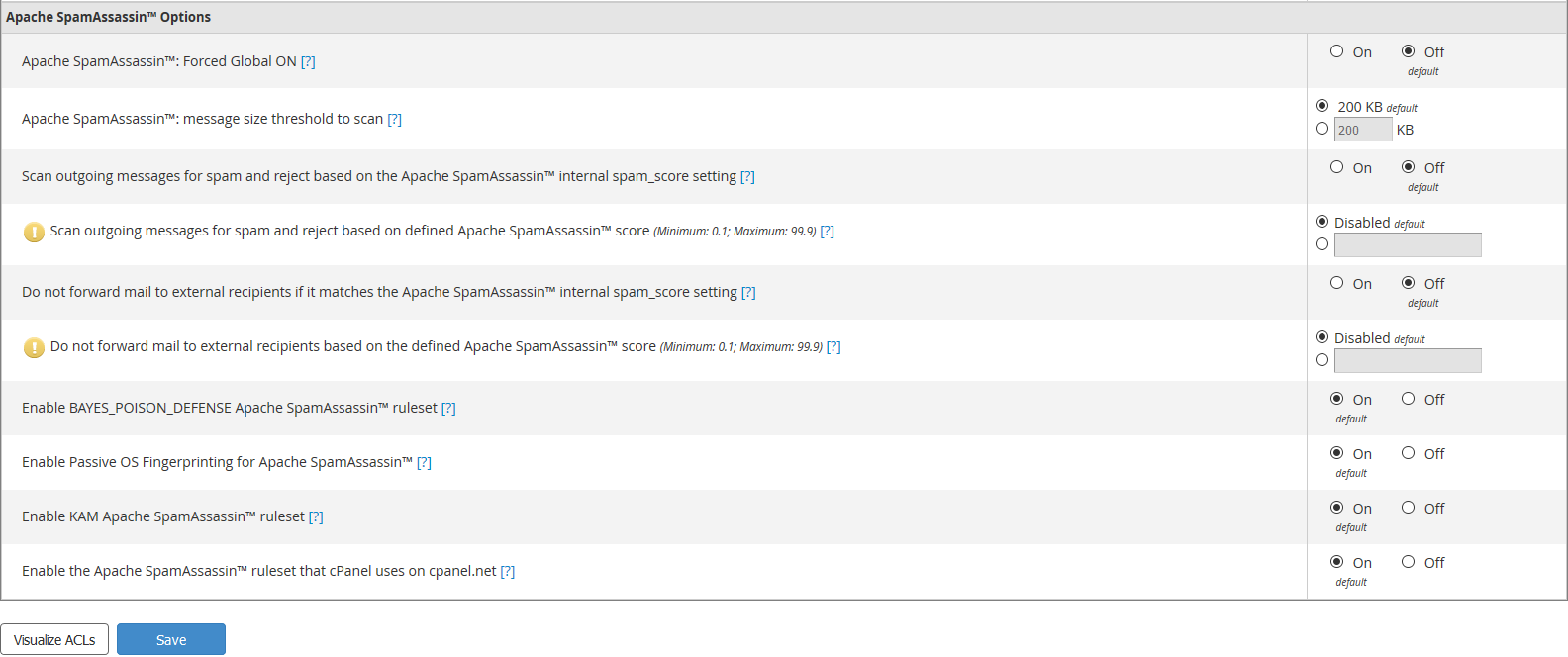 whm exim configuration manager spamassassin options