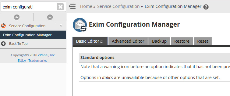 whm exim configuration manager