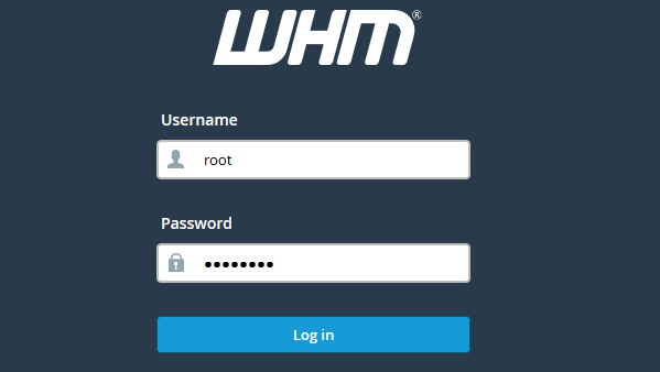 WHM login pagina