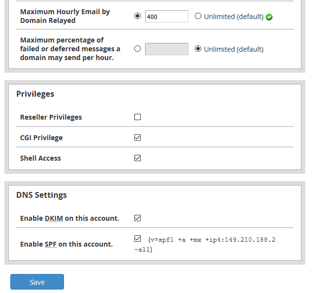 whm maximum mail limit per account