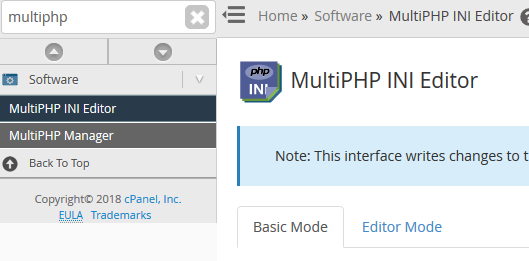 whm multiphp ini editor