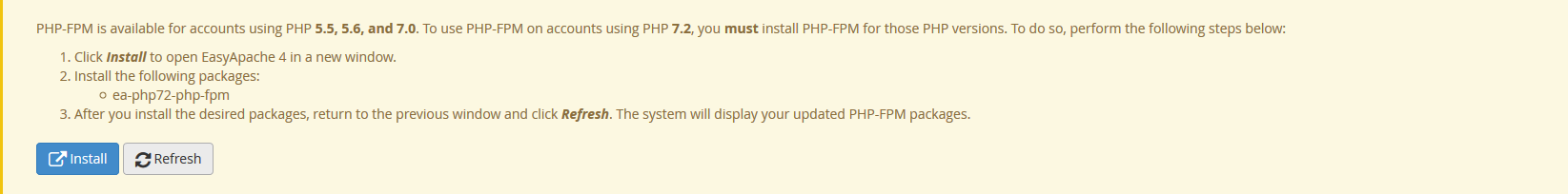 whm php fpm upgrade warning