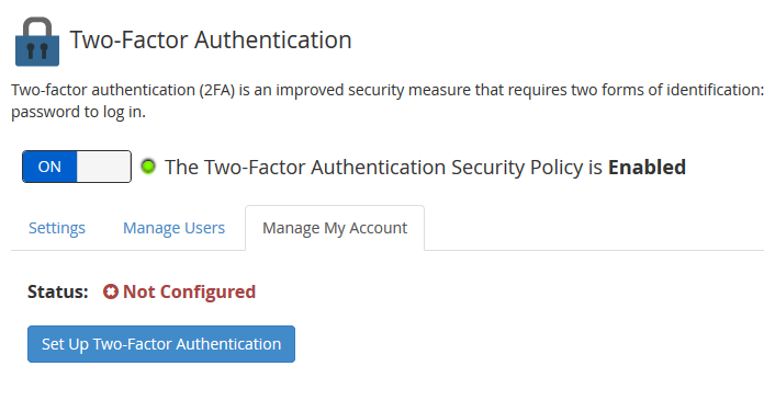 whm set up two factor authentication