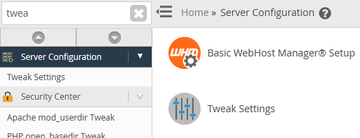WHM tweak settings