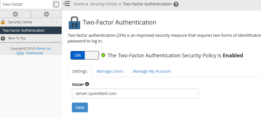 whm enable two factor authentication