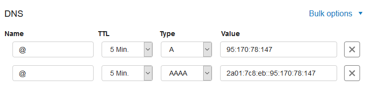 cp dh dns a aaaa sample