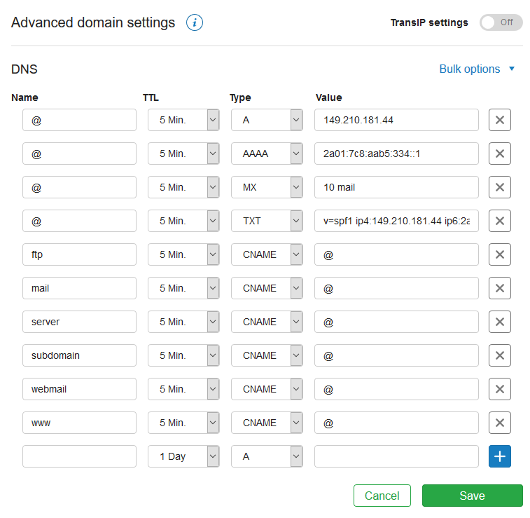 I'd like to link my domain to my VPS | TransIP