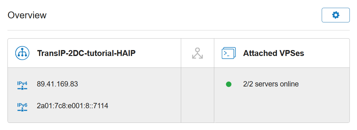 HA-IP Pro overview of attached VPS's