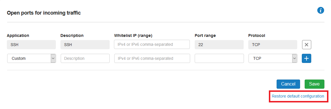 restore vps firewall configuration