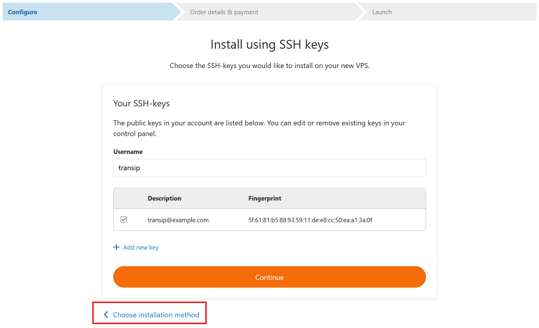fast installs add ssh key other method