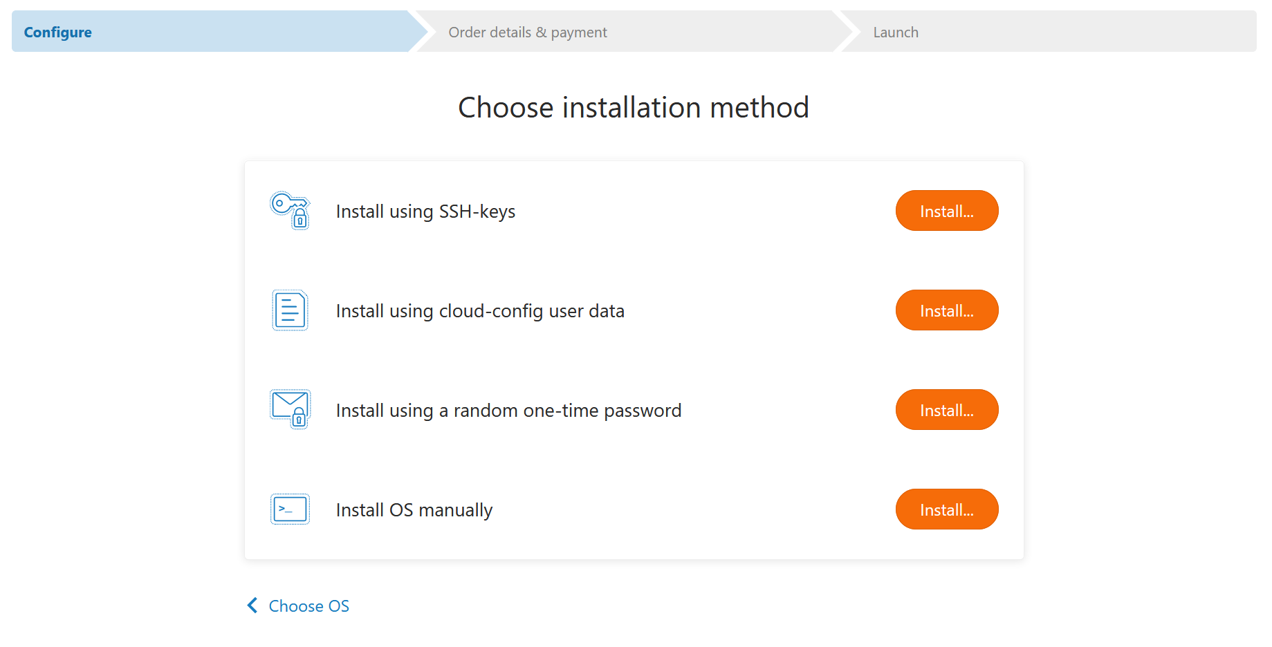 vps fast installs choose method