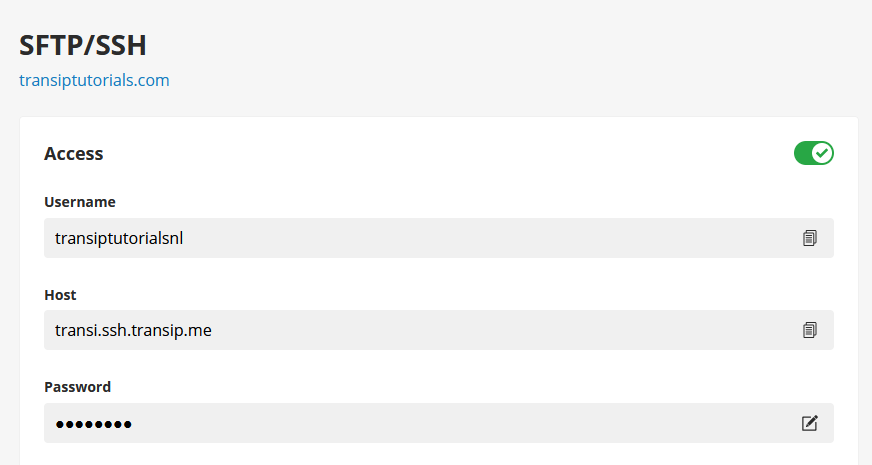 your SFTP information