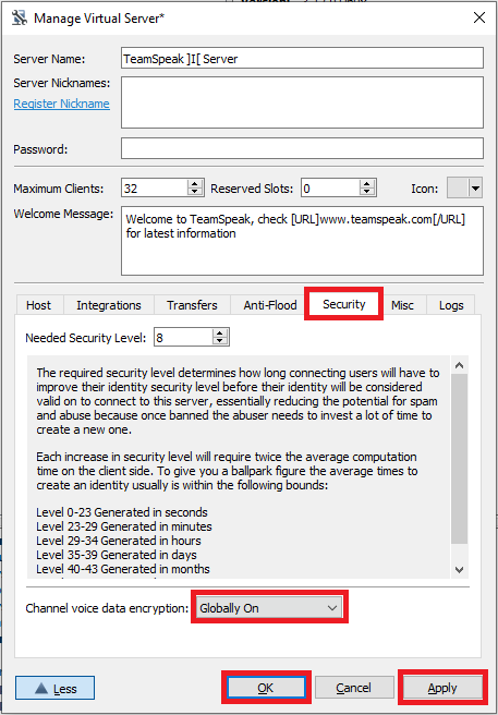 teamspeak server encryption