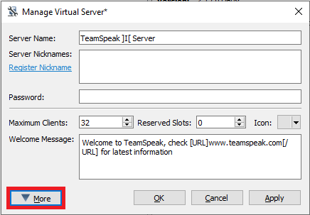 teamspeak server settings more