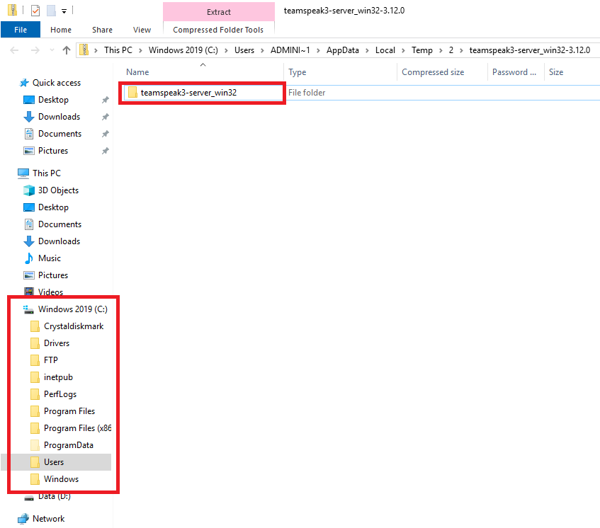 windows server extract teamspeak