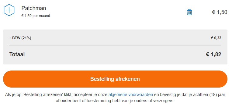 patchman bestelling afrekenen