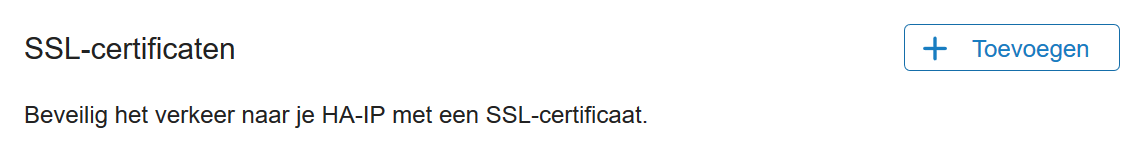 SSL Certificaten toevoegen aan HA-IP