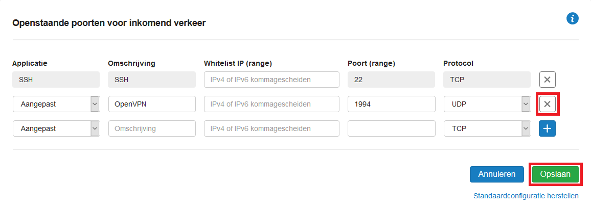 cp vps firewall poorten sluiten