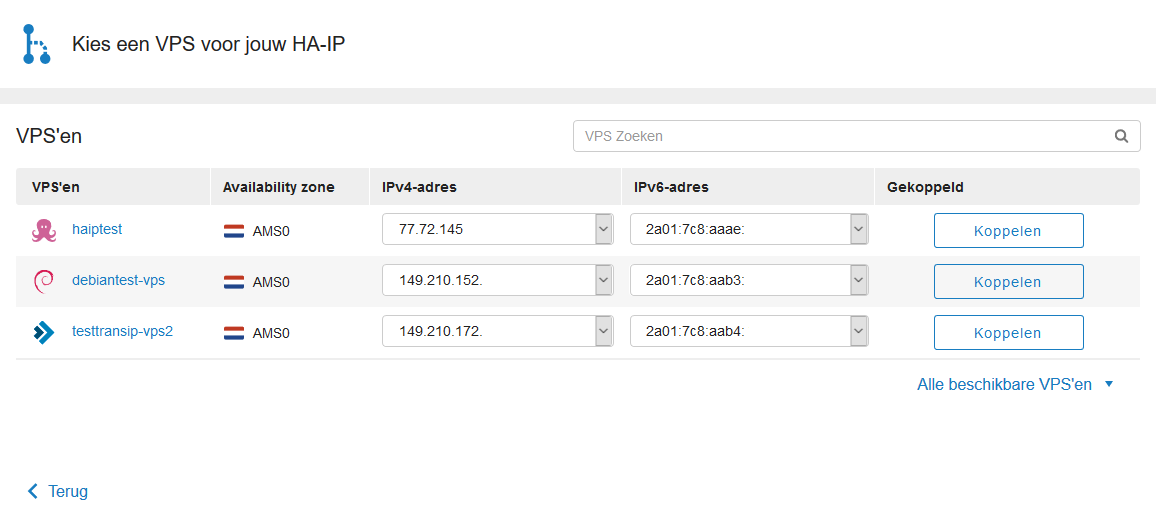 haip vps koppelen