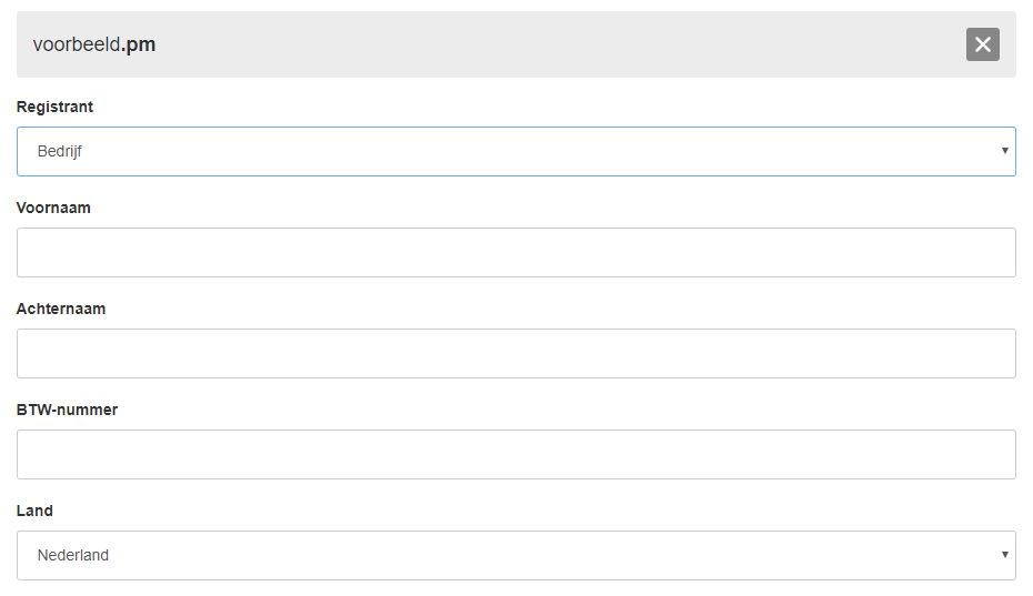 extra gegevens registratie verhuizing bedrijf .pm domein