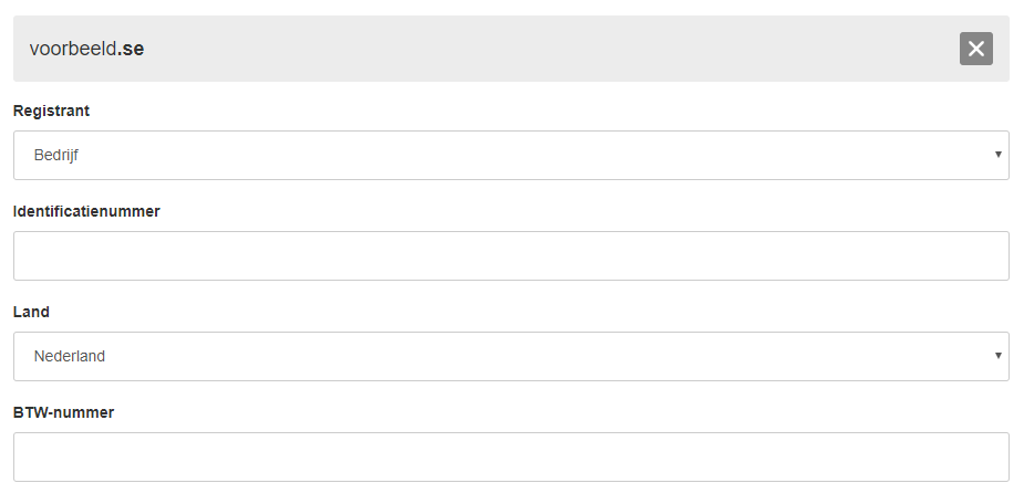 extra gegevens registratie verhuizing bedrijf .se domein