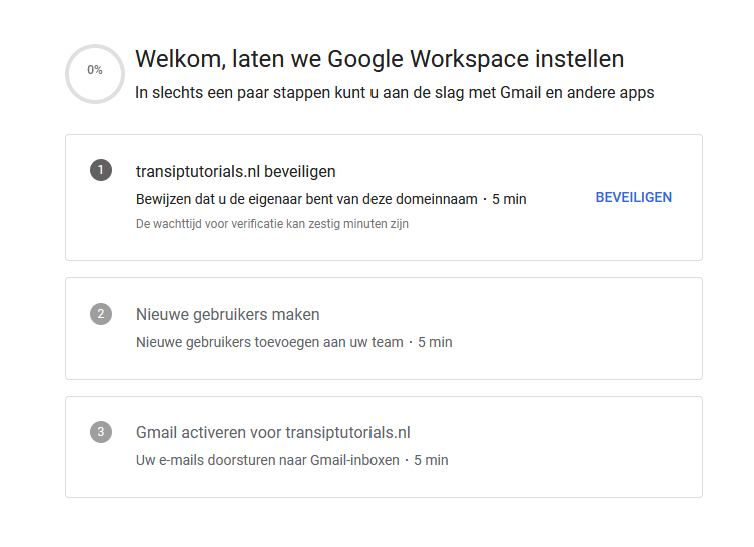 Verifieer je domeinnaam bij Google Workspace stap1