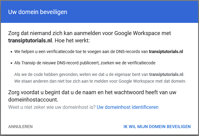 Google workspace bevestig dat je wilt beveiligen